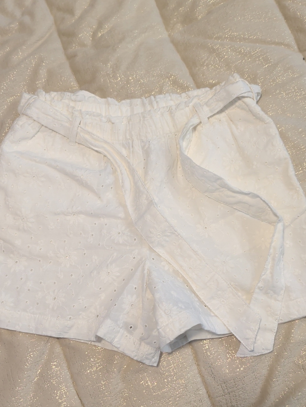 Polo by Ralph Lauren White Eyelet Tie-Waist High-Rise Shorts